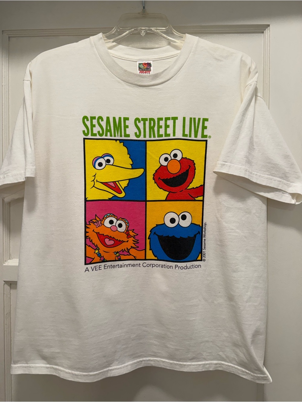 RARE Vintage 2001 Sesame Street Live Shirt White Pop Art Vee Promo Adult XL